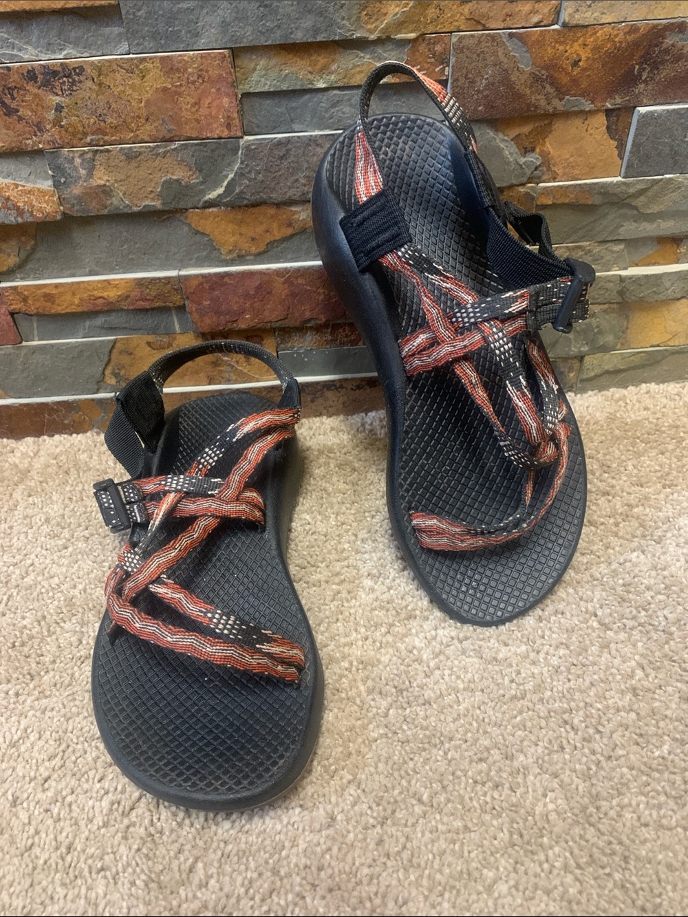Chaco Women’s Black Sandals with Orange Straps
